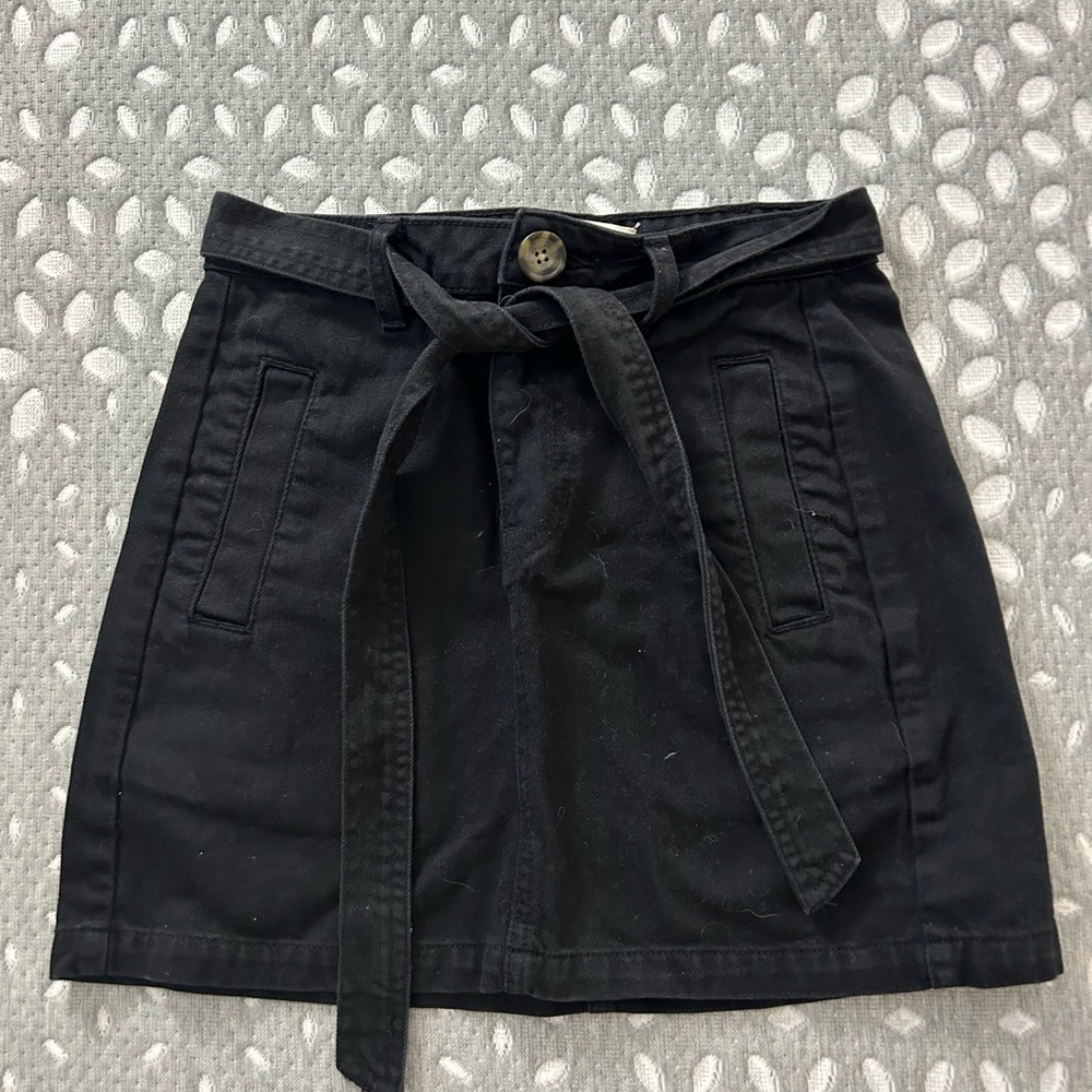 Pacsun black denim skirt with tie belt. Size 24